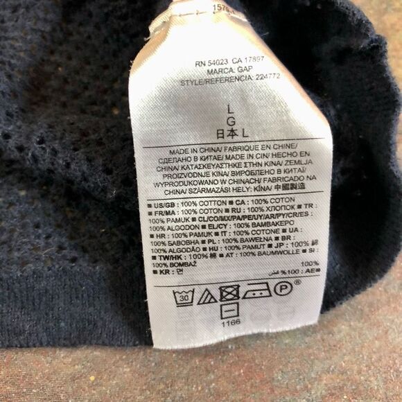 Gap Women’s Classic Mesh Navy Long Sleeve V-neck Pullover Size Large - Picture 8 of 12